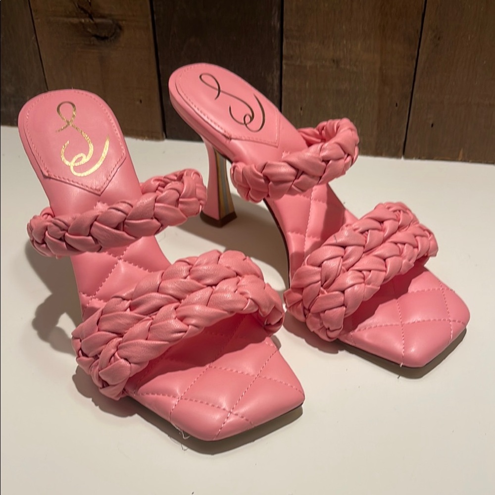 Sam Edelman Pink Braided Heels with Square Toe